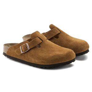Birkenstock Boston Suede Leather Mink Clogs Soft Footbed